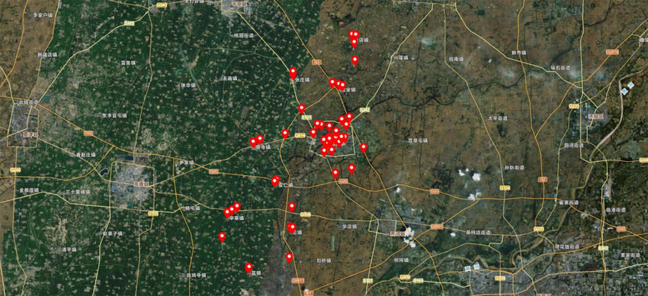 该行支持的禹城市城镇新能源汽车充电桩建设项目位置图